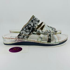 L'Artiste Spring Step Women's Caiman Silver Multi Sandals Size 41 EU/ 9.5-10 US